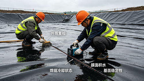 土工膜鋪設后遇到下雨，已經焊接的焊縫要不要重新檢測？